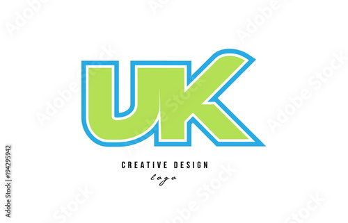 blue green alphabet letter vk v k logo icon design