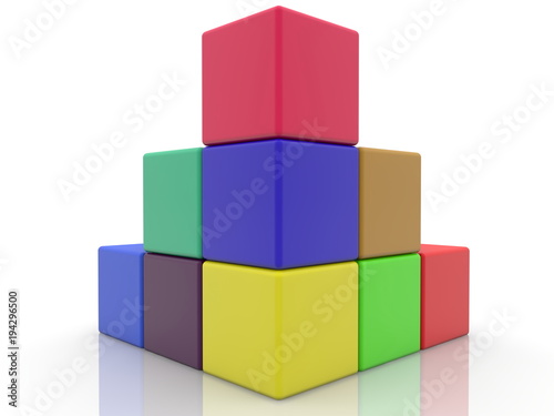 Stacked corner of colorful cubes