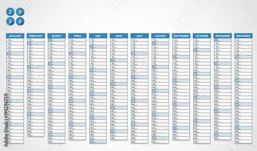 Year calendar 2020
