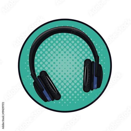 Music headphones pop art vector illustration graphic design
