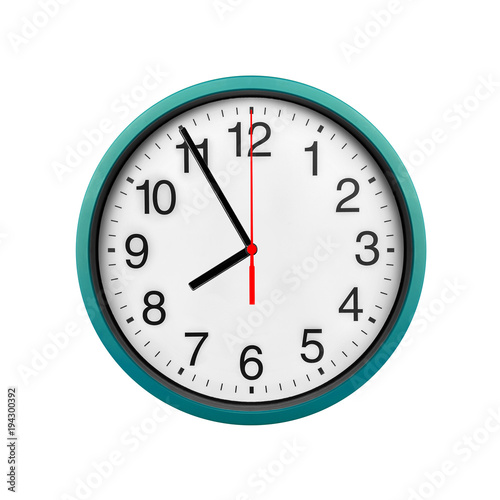 Blue wall clock isolated on a white background.