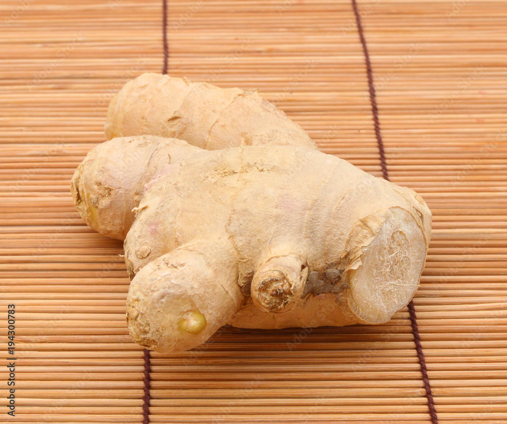 ginger root on bamboo mat ginger root on bamboo mat