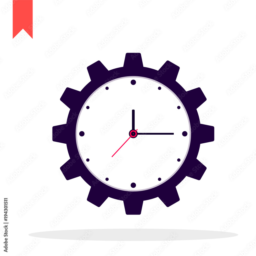 Clock gear vector icon. Time management. Clock gear vector icon. Time management.