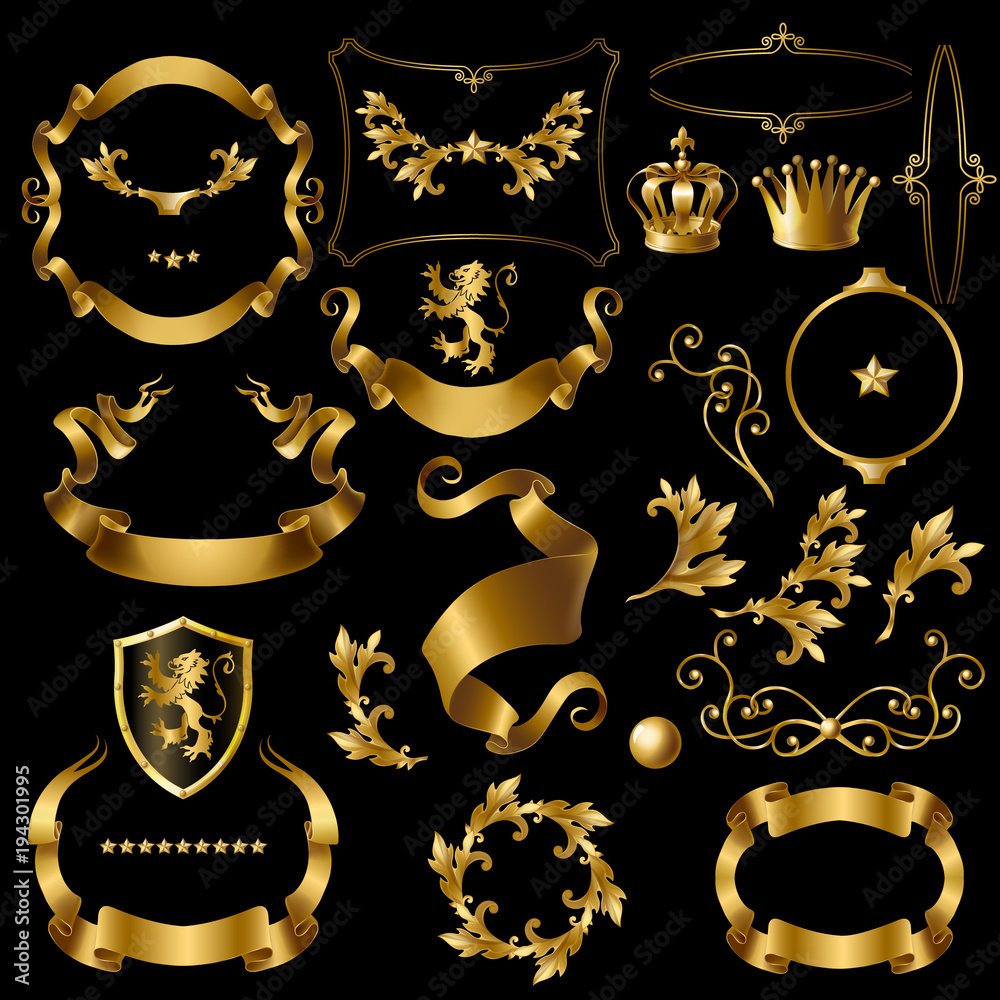 Golden sticker labels Royalty Free Vector Image
