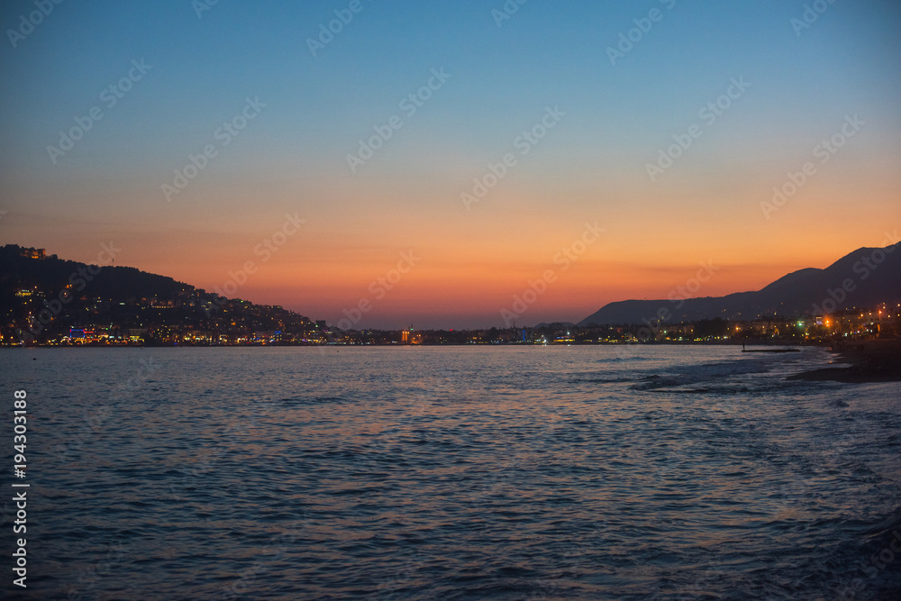 Evening at Alanya coast, Turkey