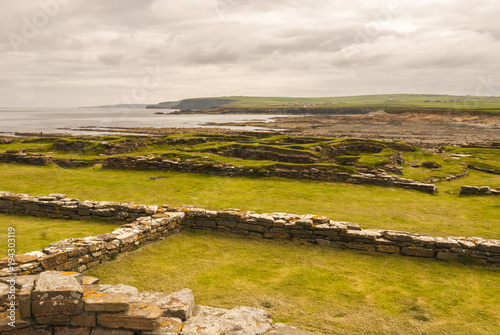 Brough of Birsay / Pictish and Norse settlement remains on the Brough of Birsay, a tidal island off the coast or Orkney, Scotland. 06 June 2010. photo