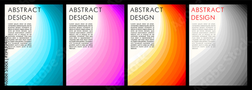 Abstract minimalist design of vertical format with the effect of bending lines and changing color, 4 color options (gray, pink, blue, yellow-red)