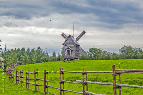 Windmills. The State Museum of Wooden Architecture and Folk Art of the Northern Regions of Russia 