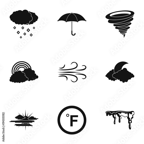 Climatic icons set. Simple set of 9 climatic vector icons for web isolated on white background