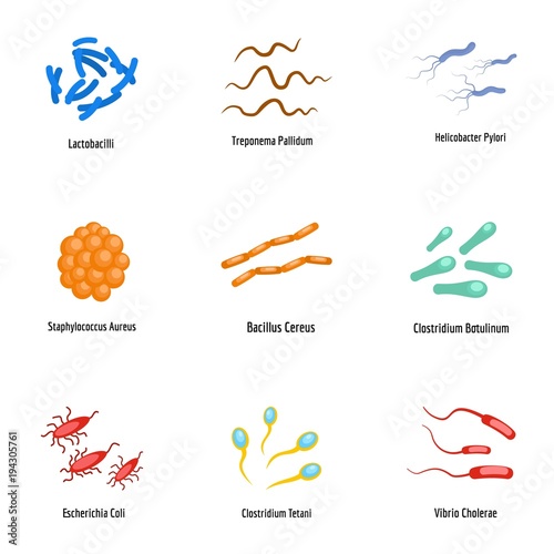 Organism icons set. flat set of 9 organism vector icons for web isolated on white background