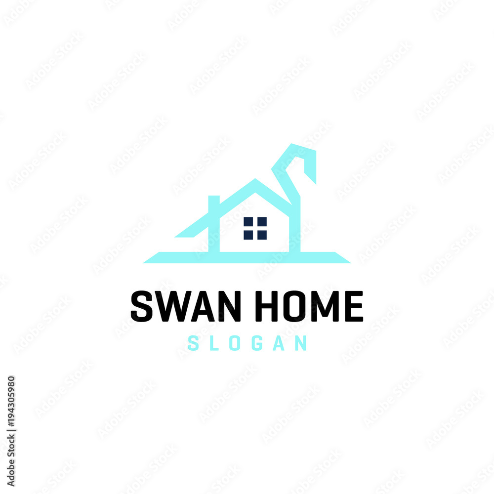Swan home logo vector graphic abstract download template