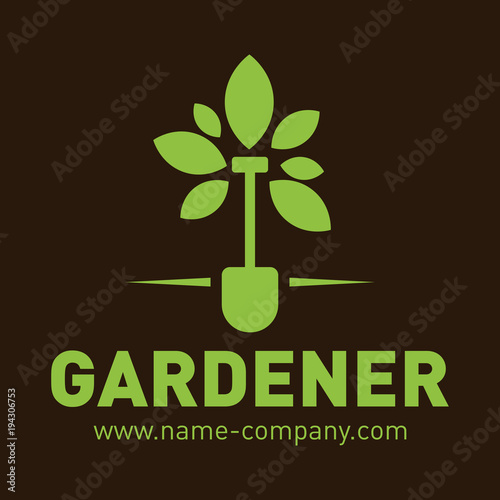 logo paysagiste jardinier pelle arbre