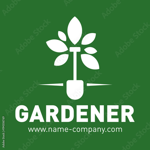 logo paysagiste jardinier pelle arbre