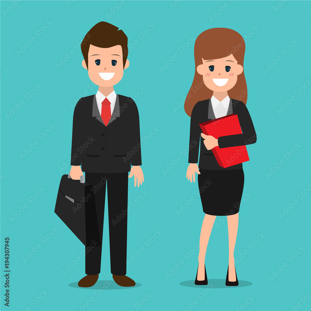 Businessman and business woman character in suit. People in job uniform. Businessman and business woman character in suit. People in job uniform.