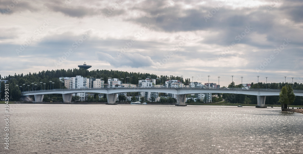 Bridge and houses, Jyvaskyla, Finland Bridge and houses, Jyvaskyla, Finland