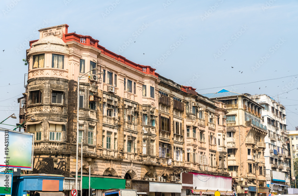 Historical buildings in Girgaon district in Southern Mumbai