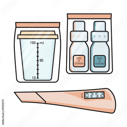 Doping control, urine analysis tools, containers