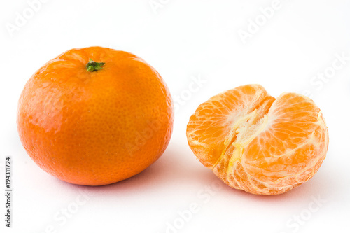 Fresh tangerine isolated on white background