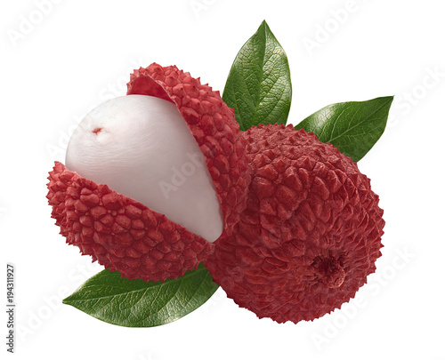 Fresh lychee composition isolated on white background