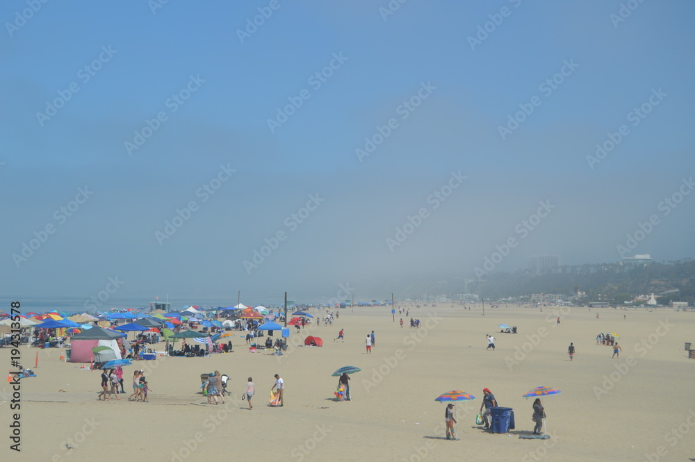 Magnificent White Sand Beach In Santa Monica. July 04, 2017. Travel landscape Holidays. Santa Monica & Venice Beach. Los Angeles California. USA EEUU