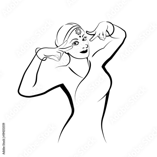 


illustration in the form of an Indian dancing girl in the form of a symbol or logo

