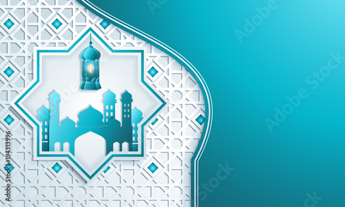 Greeting card template islamic vector design for Eid Mubarak
