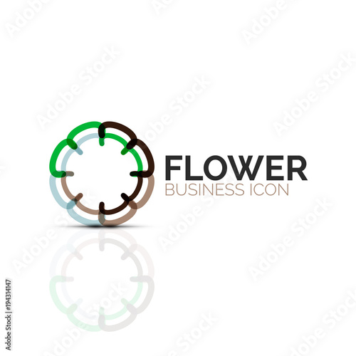 Abstract flower or star minimalistic linear icon, thin line geometric flat symbol for business icon design, abstract button or emblem