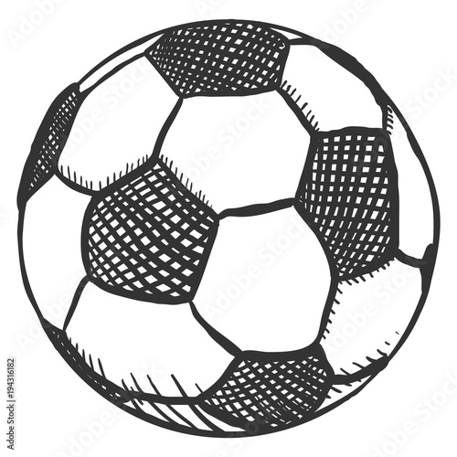 Vector Single Sketch Ball for Soccer. European Football