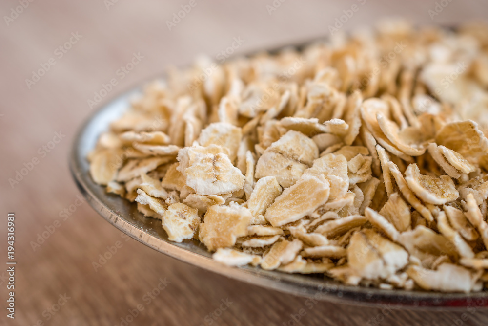Oatmeal spoonful. Macro detail. Oatmeal spoonful. Macro detail.