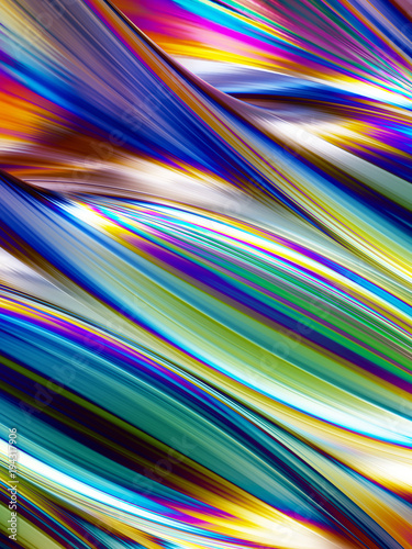 3d rendering, holographic foil, abstract rainbow background, vibrant lines, wavy surface, reflection, striped texture
