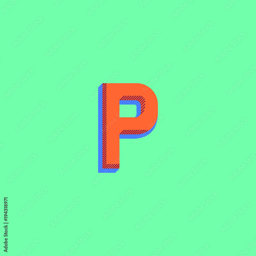 Letter P logo retro style, creative halftone typography print symbol