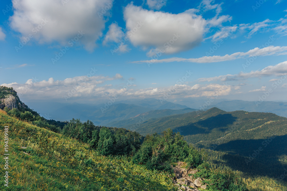 Panorama of Mountain landscape. Caucasian mountains Panorama of Mountain landscape. Caucasian mountains