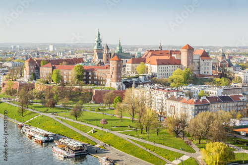 Wawel castle beautifully located in the heart of Krakow, Poland