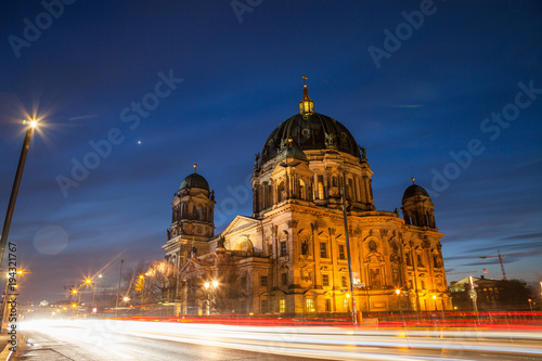 Berliner dom, Berlin, Germany. Night cityscape with traffic. © yegorov_nick
