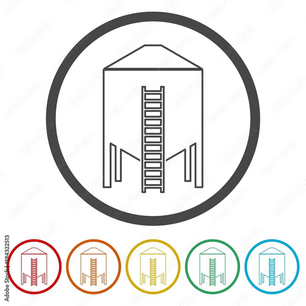 Obraz premium Silos storage icon, 6 Colors Included