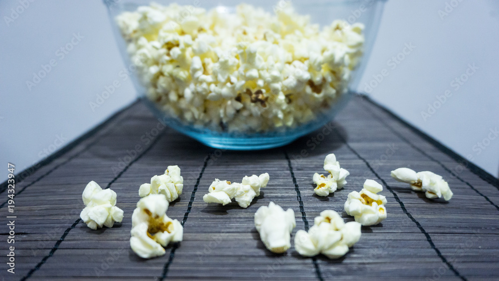 Pop corn on wooden background Pop corn on wooden background