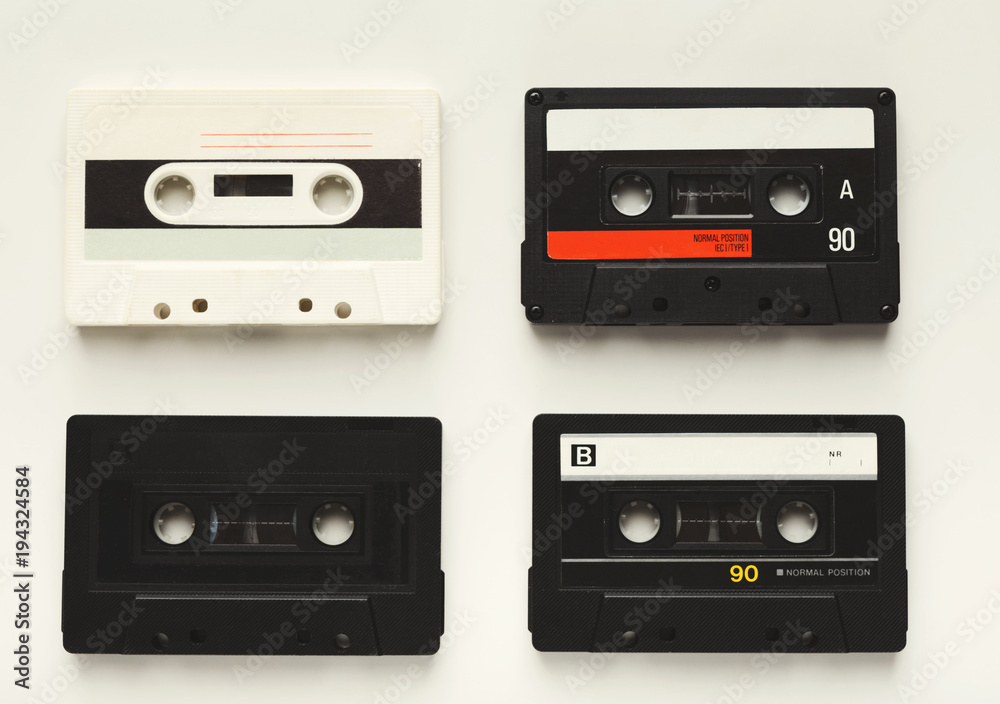 Vintage audio cassettes isolated on white background
