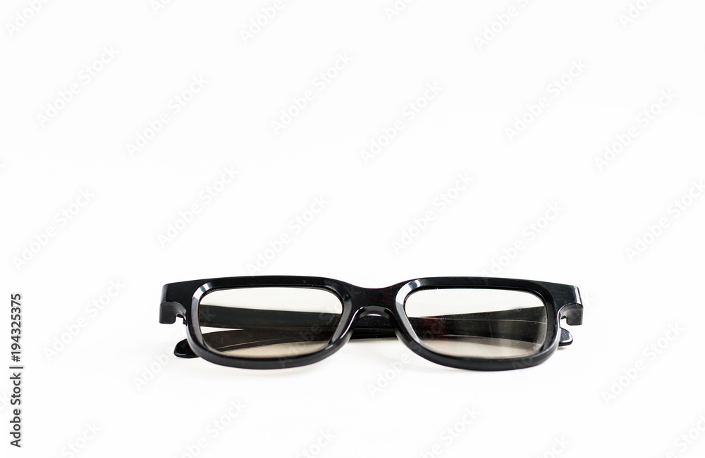 Front view of 3D glasses on white background.