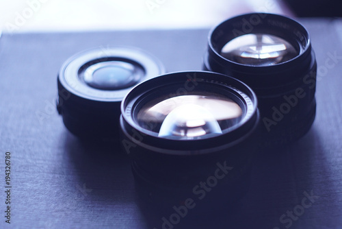 old lenses close up, focus