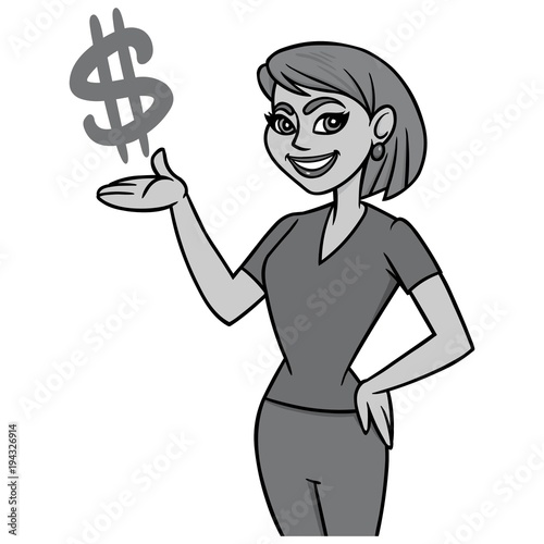 Money Smart Mom Illustration - A vector cartoon illustration of a Money Smart Mom concept.