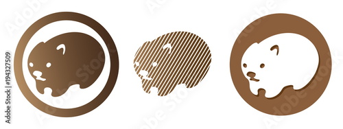 Set of wombat logo. Animal vector illustration. Isolated on white background.