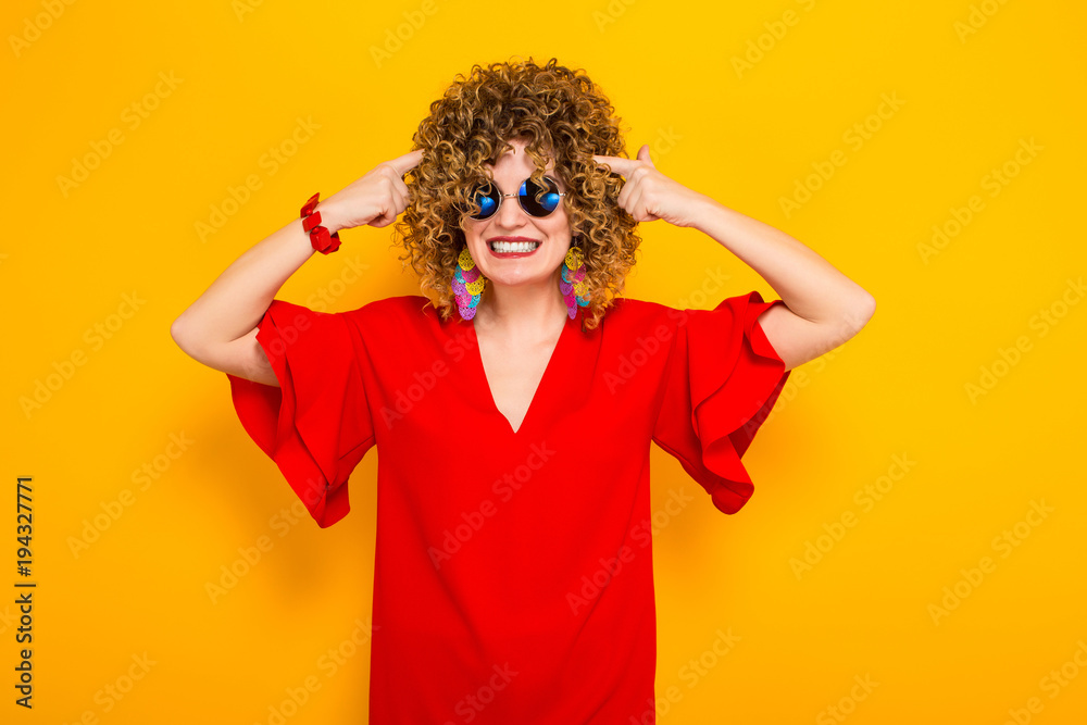 Attractive woman with short curly hair Attractive woman with short curly hair