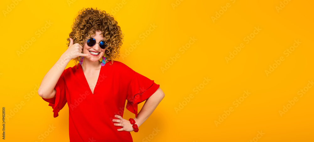 Attractive woman with short curly hair Attractive woman with short curly hair