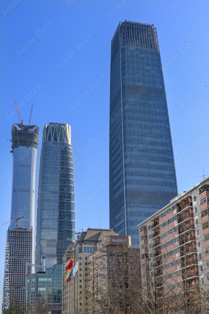 Three Big Skyscrapers World Trade Center Z15  Towers Beijing China