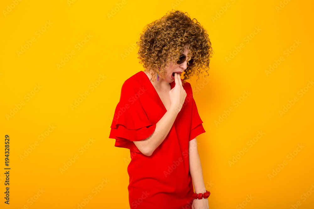 Attractive woman with short curly hair Attractive woman with short curly hair