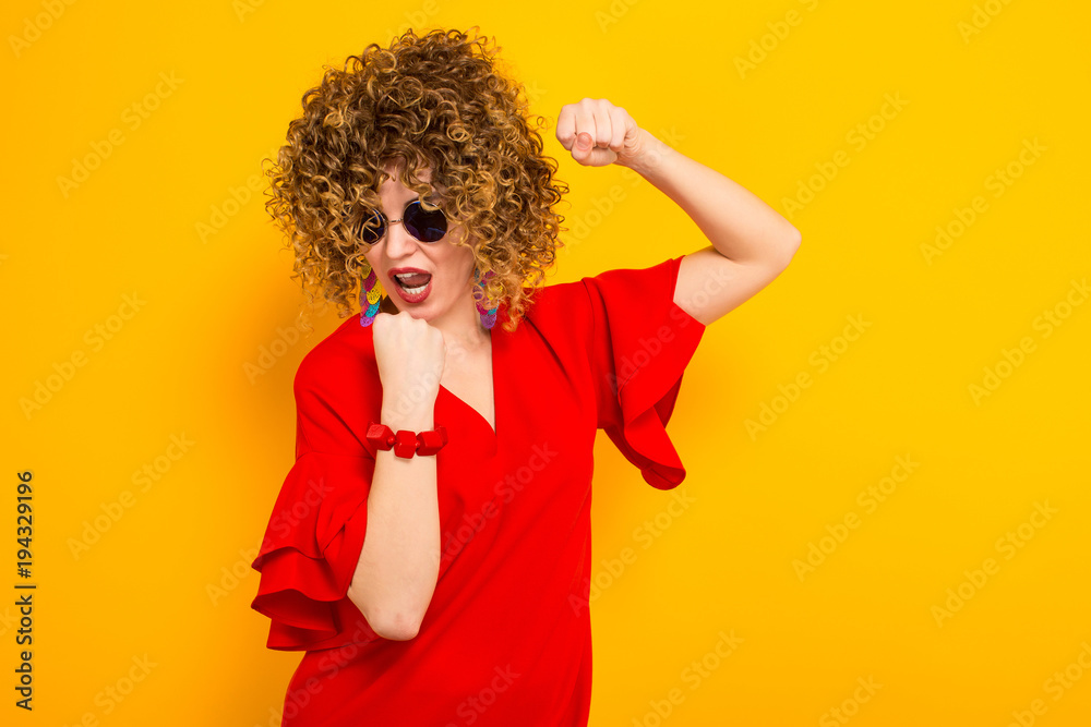 Attractive woman with short curly hair Attractive woman with short curly hair