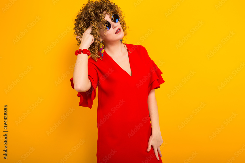 Attractive woman with short curly hair Attractive woman with short curly hair