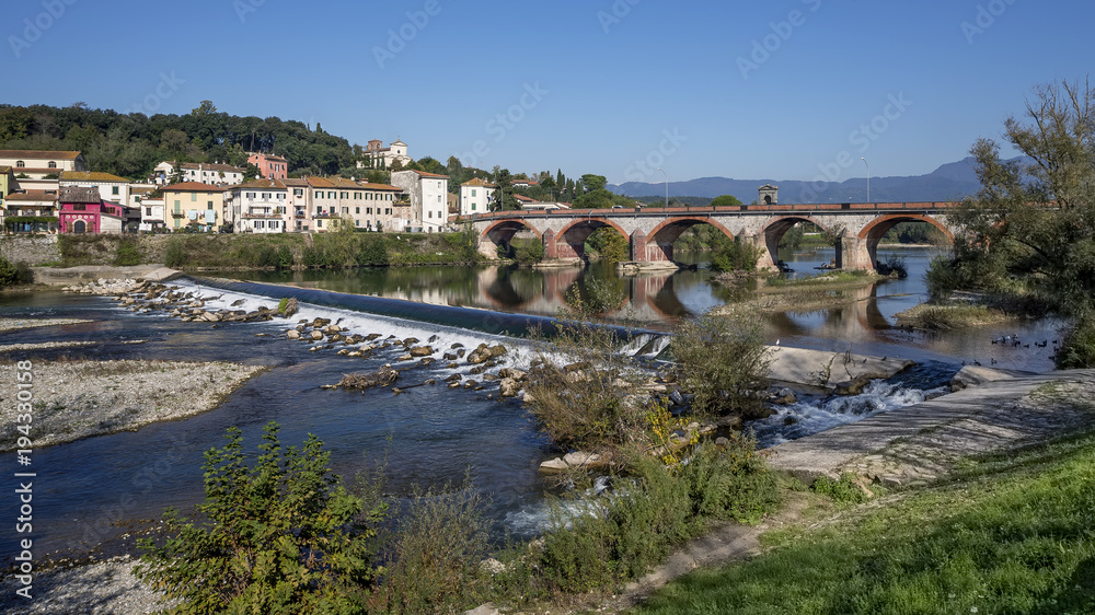 Fluvial park on the river Serchio in Lucca, Tuscany, Italy