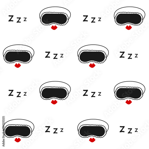 cute lovely seamless vector pattern background illustration with sleeping mask and lips
