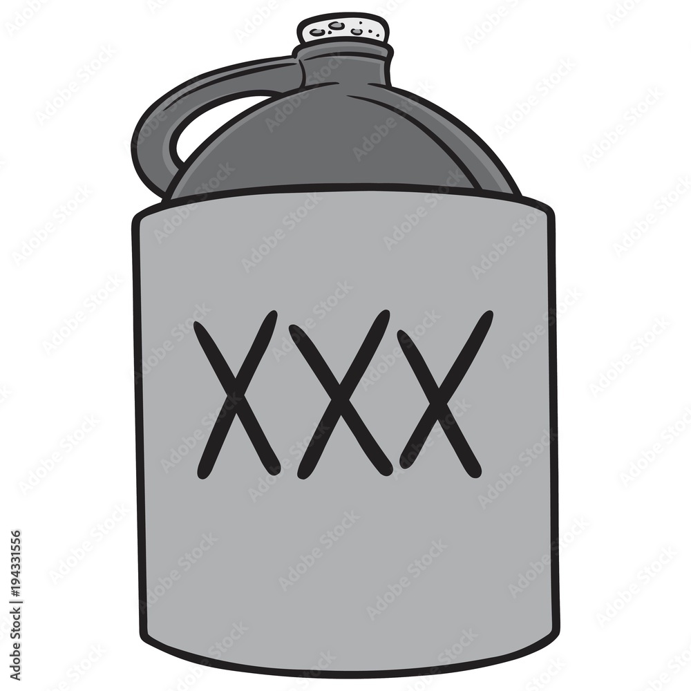 Moonshine Jug Illustration - A vector cartoon illustration of a jug of